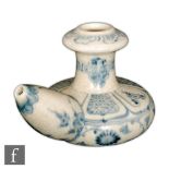 A Chinese 'Kraak' style kendi, the flattened bulbous body with rounded tapered spout, the crackle