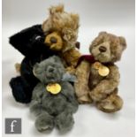 Four Charlie Bears teddy bears, Paddywack (CB104687), Gorgeous Giggler, golden long pile plush