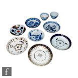 A collection of assorted 18th Century Worcester teawares to include a Japan Fan pattern saucer, blue