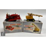 Two Dinky Toys diecast models, comprising 961 Blaw Knox Bulldozer in red with tan driver (lacking