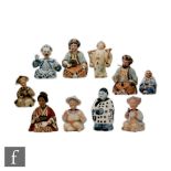 Ten assorted 19th and 20th Century bisque and glazed nodding head figures to include Chinese and