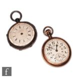A gold plated open faced, crown wind Elgin pocket watch with Arabic numerals to a white enamelled
