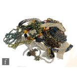 A parcel lot of assorted costume jewellery to include stones set snake necklet and earrings,