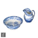 An early 20th Century Copeland Spode Italian pattern wash bowl and jug, printed mark, jug height