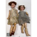 A 1920s German Armand Marseille bisque socket head doll, head mould 390, with sleeping brown eyes,