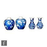 A collection of Chinese 19th/20th Century blue and white porcelain items, to include a pair of