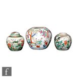 A collection of 19th/20th Century Chinese jars, each enamelled in famille verte and famille rose