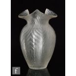 A late 19th Century Stevens & Williams Moresque vase of shouldered ovoid form with a triform rim,
