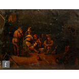AFTER DAVID TENIERS - The card players, oil on card laid down on panel, unframed, also painted