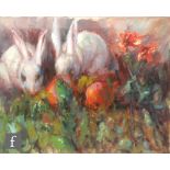 ALDO MASSARI (CONTEMPORARY) - Rabbits, oil on canvas, signed on label on reverse, framed, 41cm x