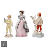 Two Royal Worcester Freda Doughty figurines comprising September 3457, S/D, and The Parakeet 3087,