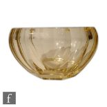 A Daum Nancy citrine crystal bowl circa 1930, of octagonal form, signed, width 13cm.