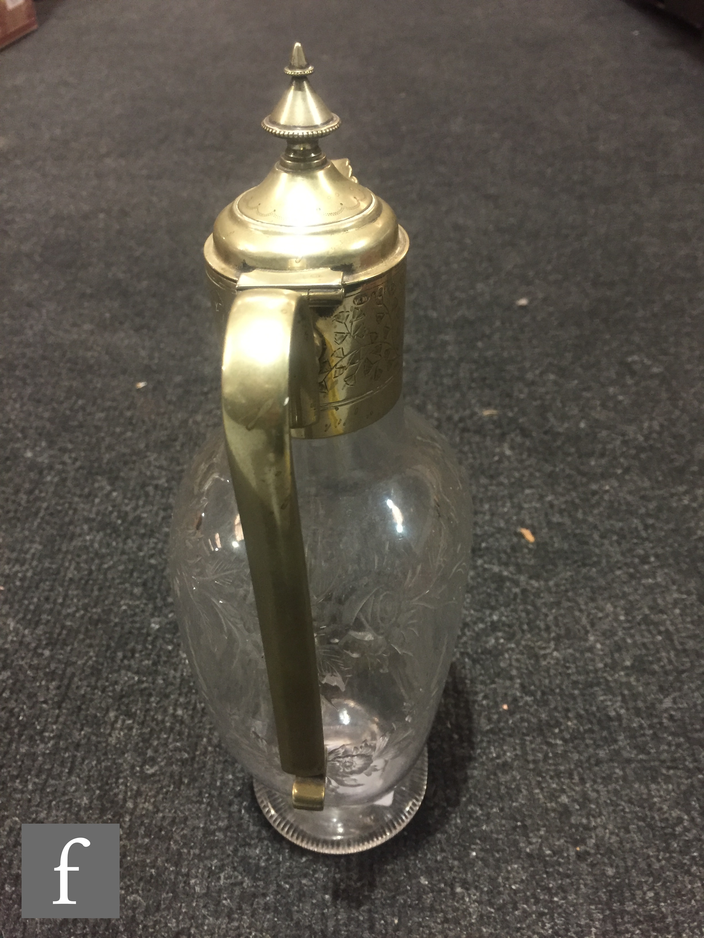 A late 19th Century Stourbridge clear crystal claret jug, possibly Stevens & Williams, of footed, - Image 5 of 7