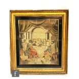 A mid 19th century Berlin wool work picture depicting The Last Supper, framed 44cm x 38cm, frame