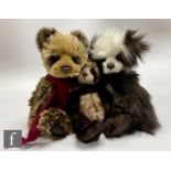 Three Charlie Bears panda bears, David (CB194554), QVC exclusive, brown and cinnamon plush, height