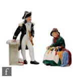 Two Royal Doulton figures comprising The Captain HN2260 and Silks and Ribbons HN2017, both with