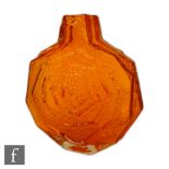 Geoffrey Baxter - Whitefriars - A Textured range Banjo vase, pattern number 9681 in Tangerine,