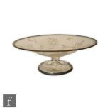 Dagobert Peche - A small clear crystal glass taza circa 1915, of shallow circular form, engraved
