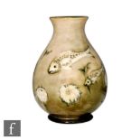 William Moorcroft - Salt Glazed Fish - A vase of footed baluster form circa 1930, decorated with