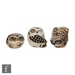 Edvard Lindahl - Gustavsberg - A set of three post war models of owls, each of varying form with