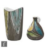 Mari Simmulson - Upsala Ekeby - A post war vase of flared form with elliptical rim decorated with