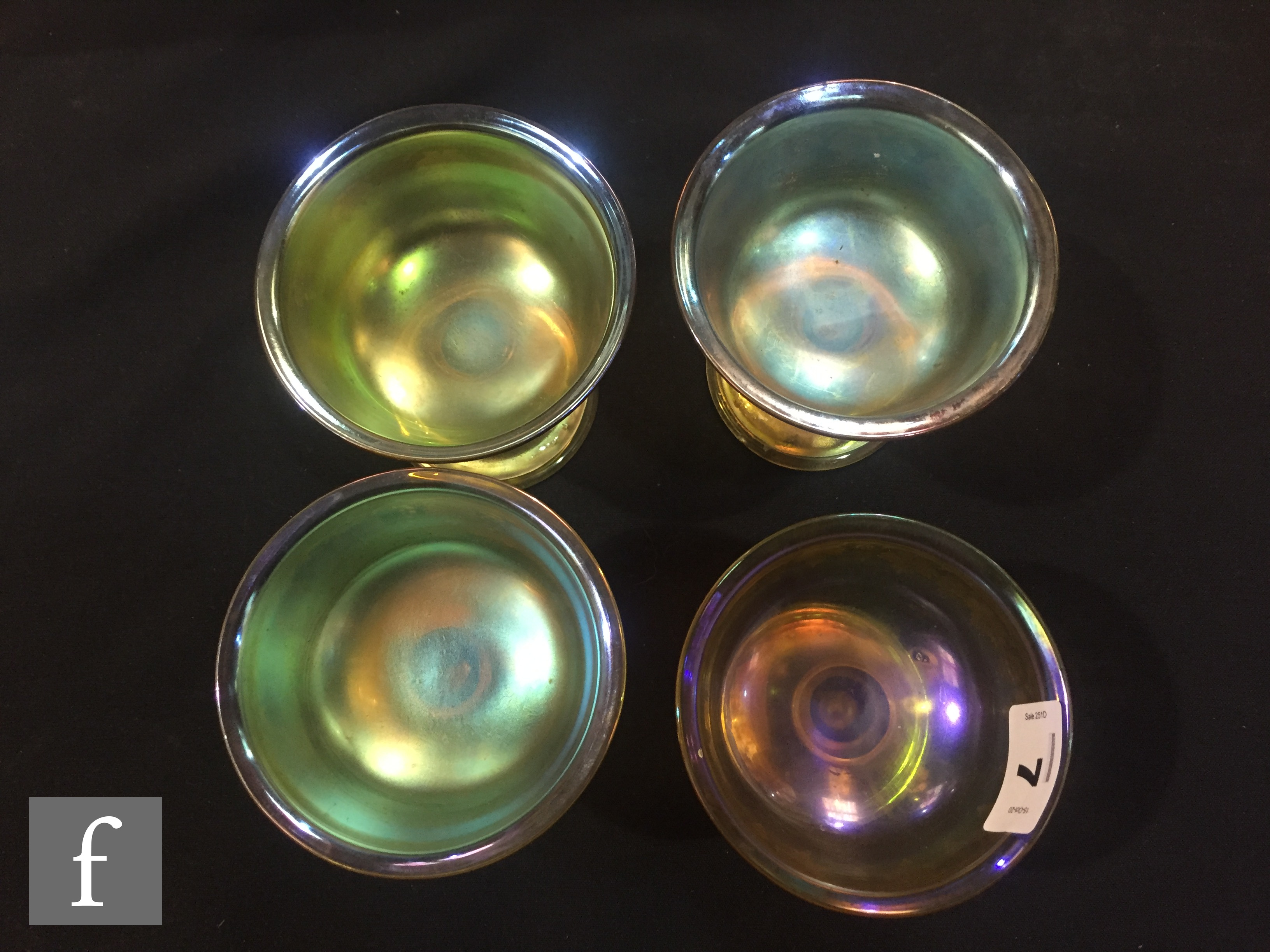 Tiffany Studios - A set of four early 20th Century Favrile champagne glasses, each with coupe bowl - Image 2 of 4