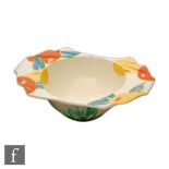 Clarice Cliff - Delecia Citrus - A daffodil shape bowl circa 1930 hand painted with stylised fruit