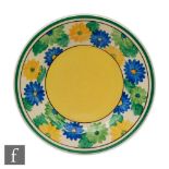 Clarice Cliff - Sungay - A circular plate circa 1931 hand painted with a border of flowers and