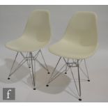 Charles and Ray Eames - Vitra - A pair of late 20th Century white DSR Eames Plastic Chairs on Eiffel