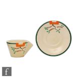 Clarice Cliff - Ravel A Conical cup and saucer circa 1929 hand painted with an abstract shoulder