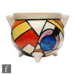 Clarice Cliff - Lightning A small cauldron circa 1930 hand painted with an abstract pattern,