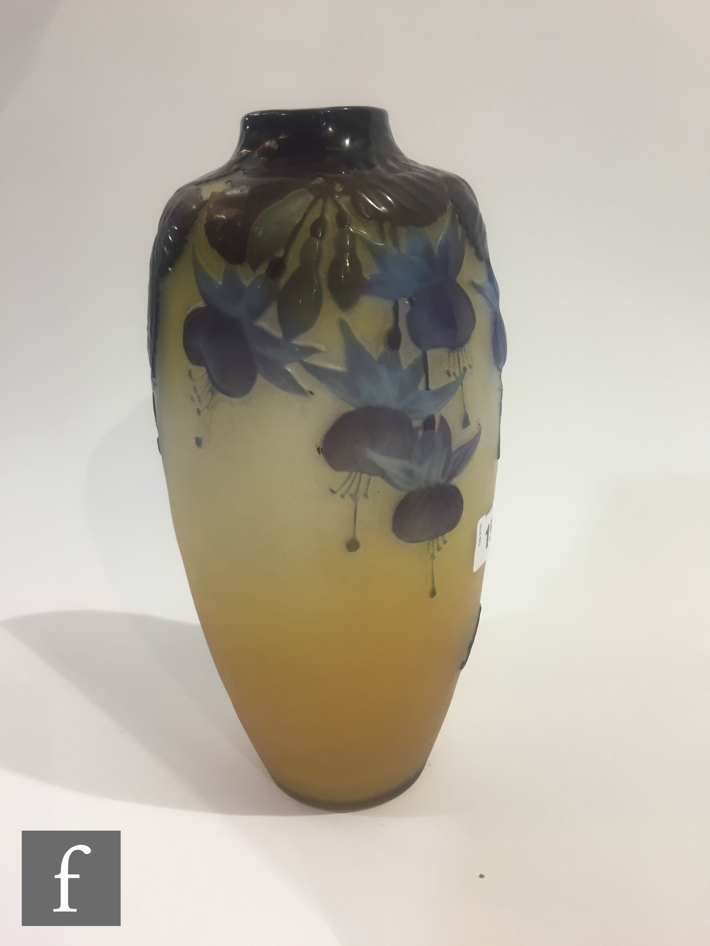 Emille Galle - A 'blow out' cameo glass vase circa 1900 of shouldered ovoid form with a shallow - Image 3 of 8