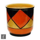 Clarice Cliff - Original Bizarre - A fern pot circa 1929 hand painted with orange diamonds flanked