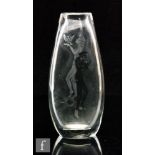 Peter Dreiser - A large post war clear crystal glass vase of compressed ovoid form, engraved with