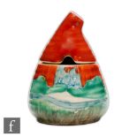 Clarice Cliff - Forest Glen - A Lynton shape mustard pot circa 1935 hand painted with a partial