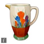 Clarice Cliff - Crocus - An Athens shape jug circa 1930, hand painted with crocus sprays with