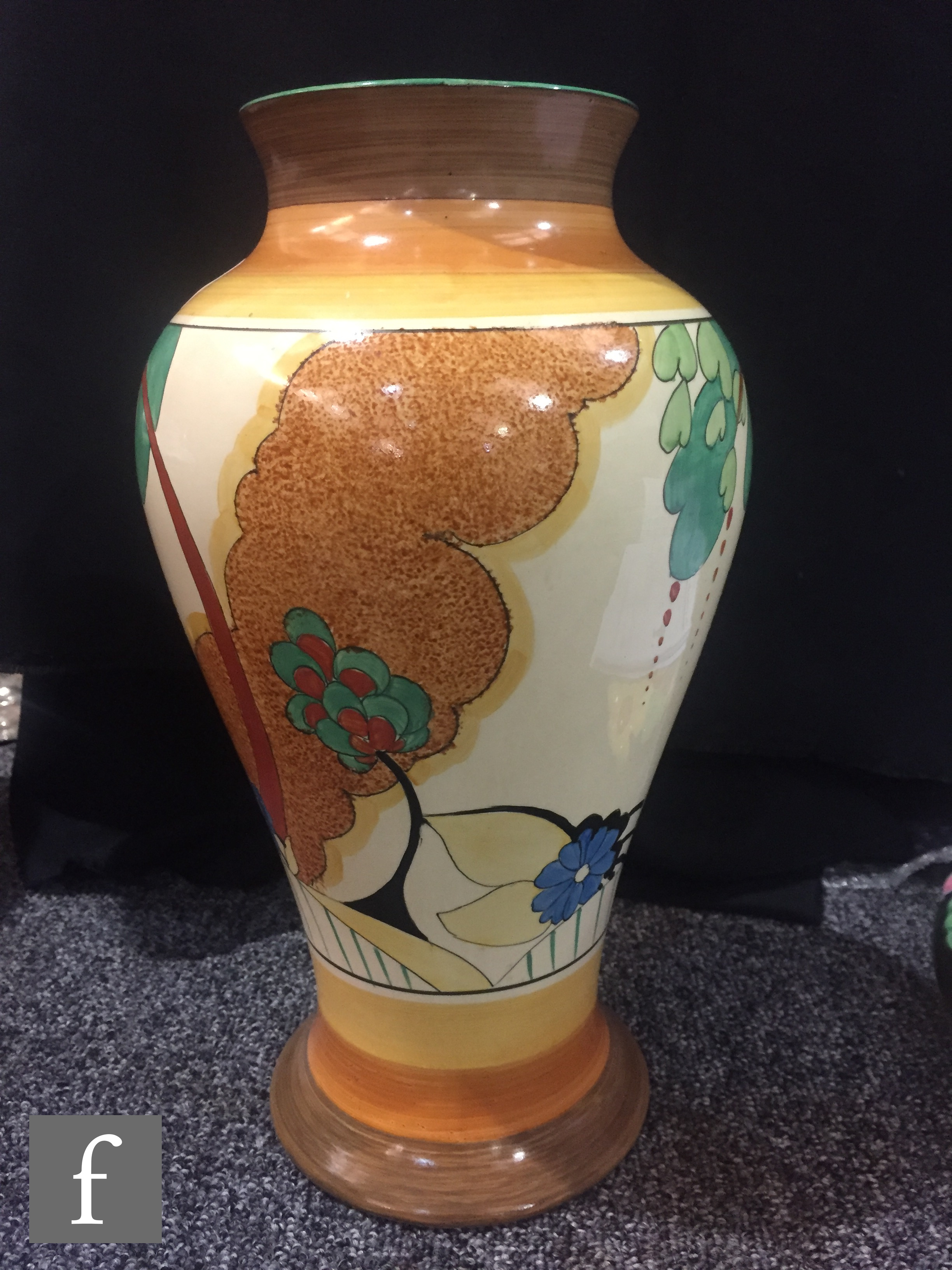 Clarice Cliff - Cornwall - A large shape 14 Mei Ping vase circa 1933 hand painted with a stylised - Image 3 of 7