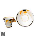 Eric Slater - Shelley - A Vogue cup and saucer circa 1930 printed and painted in the Sunray pattern,