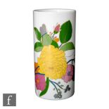 Rosenthal - A contemporary Studio-Linie cylinder vase transfer decorated with flowers, printed mark,