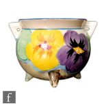 Clarice Cliff - Delecia Pansies - A cauldron circa 1932 hand painted with a band of flowers and