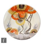 Clarice Cliff - Rhodanthe - A side plate circa 1934 hand painted with a stylised tree landscape in