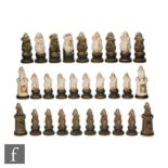 George Tinworth - A complete pottery chess set modelled as mice in various poses