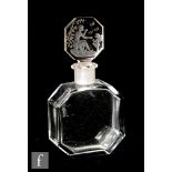 Heinrich Hoffmann - A 1930s Art Deco clear crystal scent bottle of octagonal form with collar neck