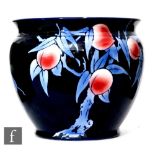 Shelley - A 1930s 'Japanese fruit' jardiniere decorated with peaches against a blue ground,