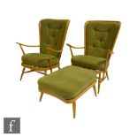 Lucian Ercolani for Ercol Furniture - A pair of beech model 203 Windsor Bergere easy chairs,