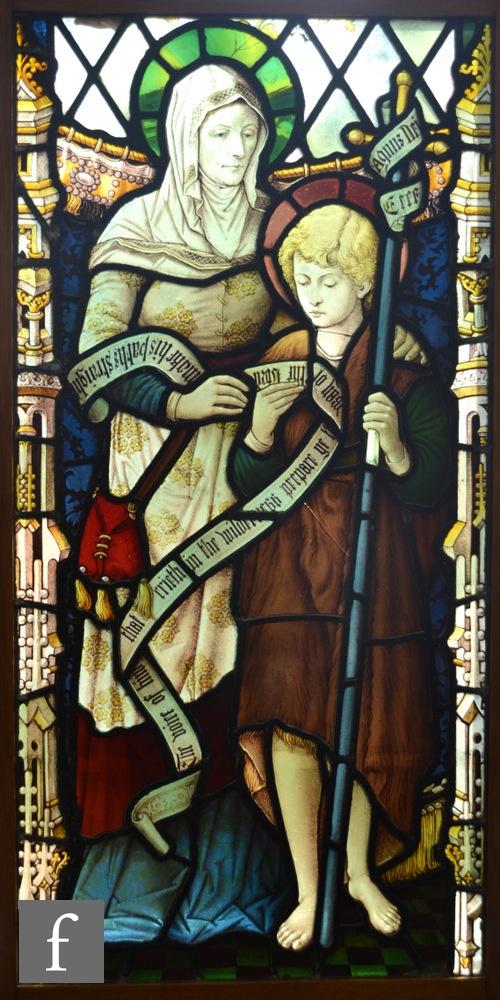 Shrigley & Hunt - A late 19th Century stained and painted leaded glass window, depicting Saint