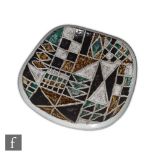 Mari Simmulson - Upsala Ekeby - A post war square dish decorated with an incised geometric design