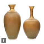 Bridget Drakeford - Two contemporary studio pottery vases, the first of globe and shaft form, the