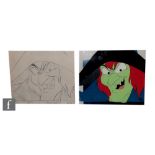 Filmation - 'Journey back to Oz'- The Wicked Witch, an original pencil drawing and film cel from the