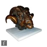 Sally Arnup (1930 -2015) - 'Ram's Head', bronze, circa 1975, signed in the cast and numbered 7/10,